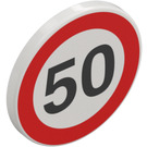 LEGO Roadsign Clip-aan 2 x 2 Rond met '50' Speed Limit (30261 / 83388)