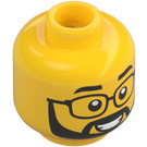 LEGO Mannelijk Hoofd met Zwart Baard, Breed Grijns en Bril (Verzonken solide nop) (3626 / 101365)