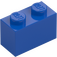 LEGO Blauw Steen 1 x 2 met buis aan de onderzijde (3004 / 93792)