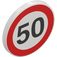 LEGO Wit Roadsign Clip-aan 2 x 2 Rond met '50' Speed Limit (30261 / 83388)