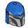 LEGO Blauw Helm met Zijkanten Gaten met Grey en Zwart Decoratie (3807)