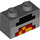 LEGO Donker steengrijs Steen 1 x 2 met Minecraft Zwart, Rood, en Geel Blocks met buis aan de onderzijde (3004 / 37228)