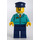 LEGO Trein Conductor met Donker turquoise Uniform en Snor Minifiguur