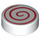 LEGO Wit Tegel 1 x 1 Rond met Rood Swirl (14184 / 100797)