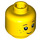 LEGO Geel Minifiguur Hoofd met Zwart Eyelashes, Bruin Eyebrows, Freckles Patroon (Verzonken solide nop) (20393 / 30973)